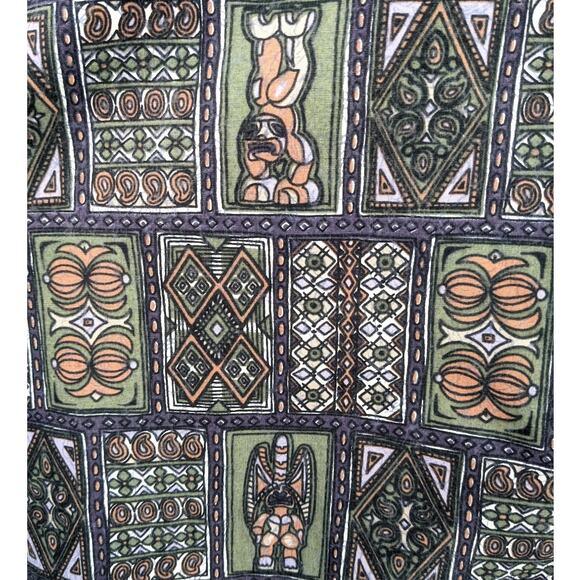 Vintage Y2K REYN SPOONER Hawaiian Traditionals Tiki ALOHA SHIRT Geometric Totems - Picture 1 of 5